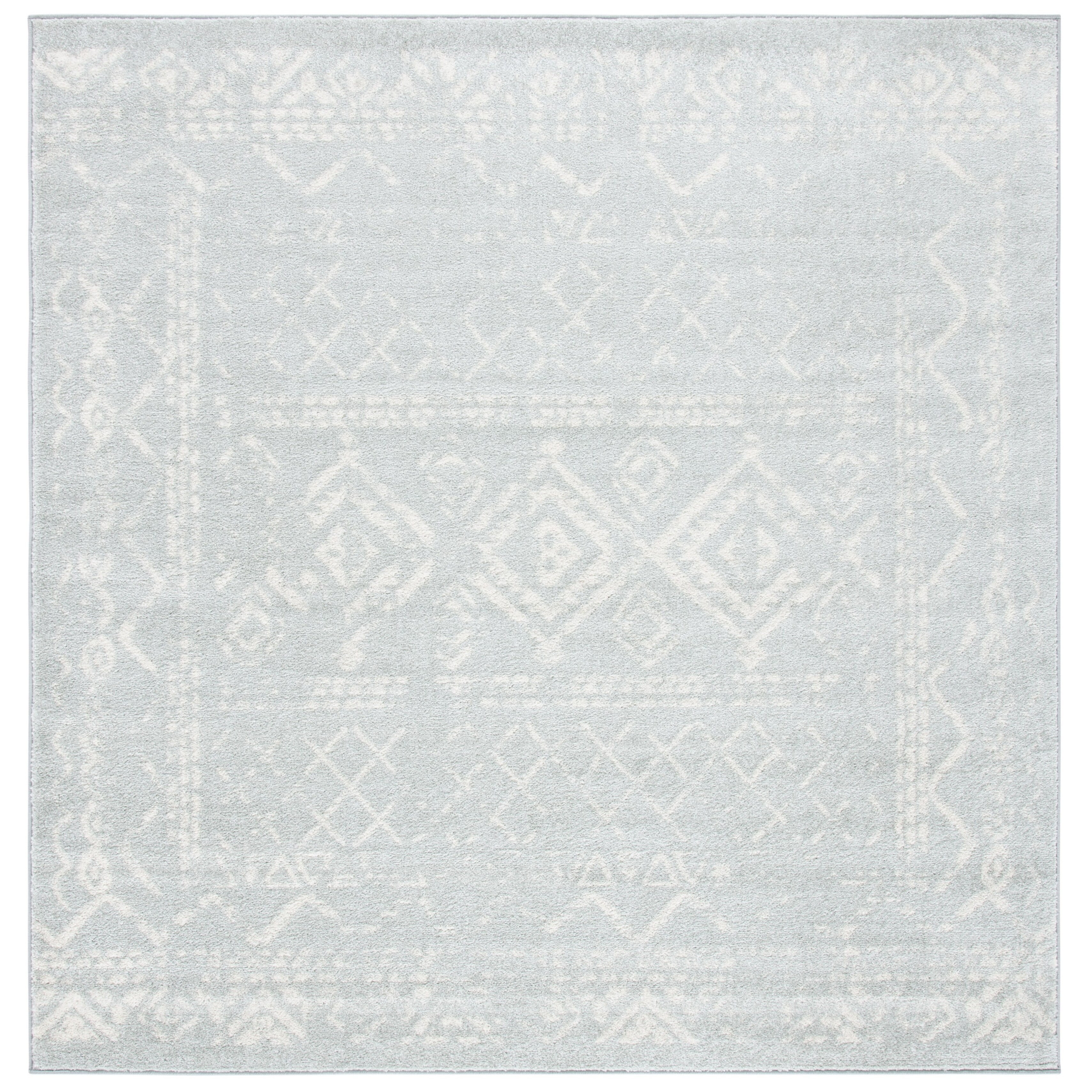 SAFAVIEH Tulum Ronald Distressed Area Rug, Light Grey/Ivory, 6'7" x 6'7