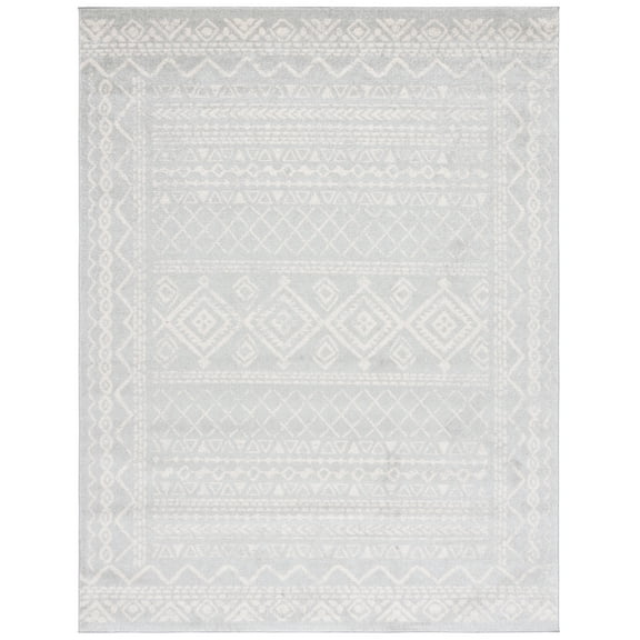 SAFAVIEH Tulum Ronald Oriental Area Rug, Light Grey/Ivory, 9' x 12'