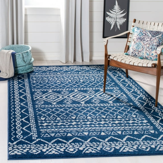 SAFAVIEH Tulum Ronald Distressed Area Rug, Navy/Ivory, 3' x 5'