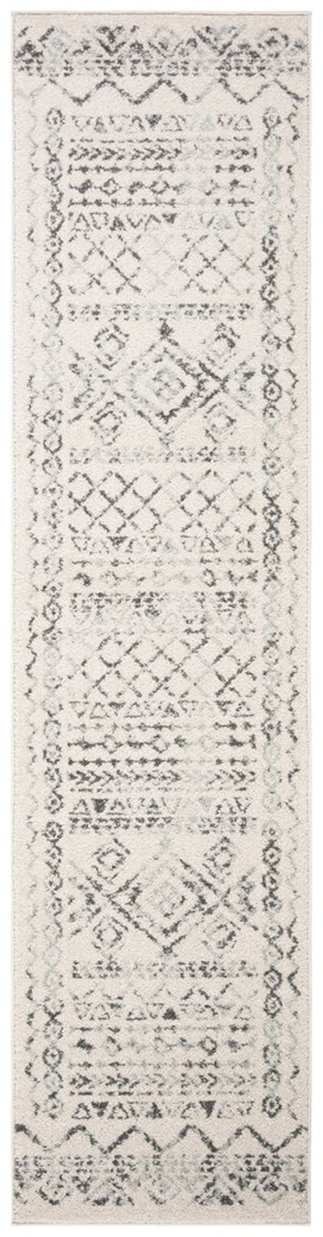 Ivory and Grey Synthetic Runner Rug, 2' x 21'