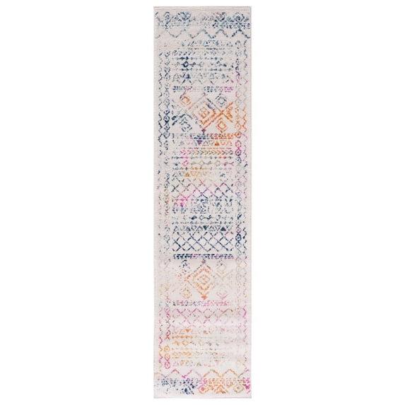 SAFAVIEH Tulum Ronald Distressed Runner, 2' x 5', Ivory/Fuchsia