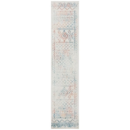 SAFAVIEH Tulum Ronald Distressed Runner, 2' x 5', Ivory/Turquoise