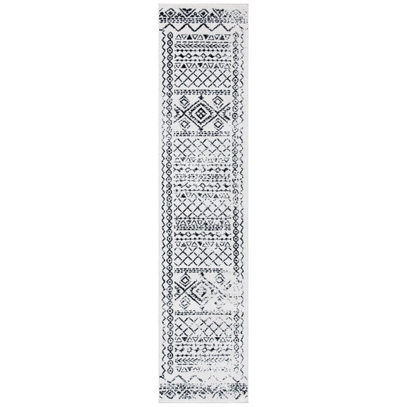 SAFAVIEH Tulum Ronald Distressed Runner, 2' x 7', Ivory/Black