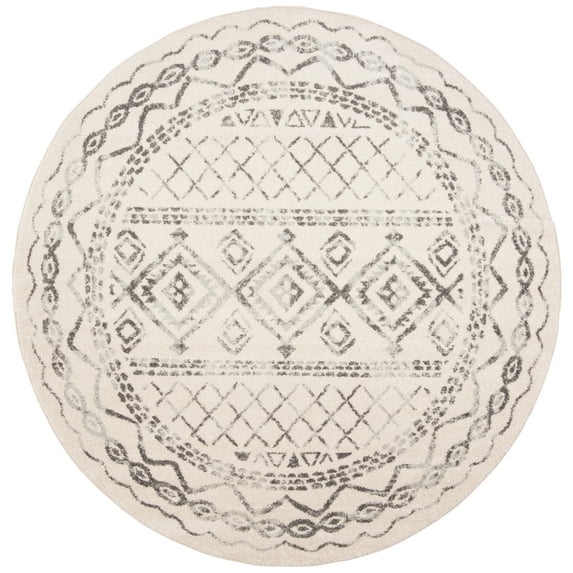 SAFAVIEH Tulum Ronald Oriental Area Rug, Ivory/Grey, 6'7" x 6'7" Round