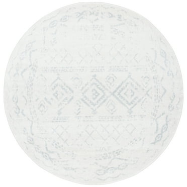 SAFAVIEH Tulum Ronald Oriental Area Rug, Ivory/Light Grey, 5' x 5' Round