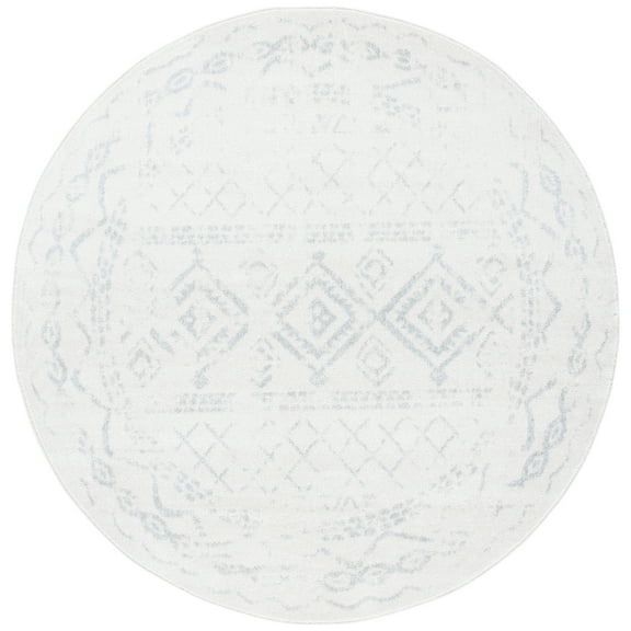 SAFAVIEH Tulum Ronald Oriental Area Rug, Ivory/Light Grey, 5' x 5' Round