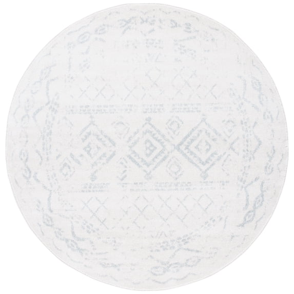 SAFAVIEH Tulum Ronald Oriental Area Rug, Ivory/Light Grey, 5' x 5' Round