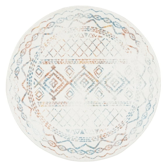 SAFAVIEH Tulum Ronald Oriental Area Rug, Ivory/Turquoise, 6'7" x 6'7" Round