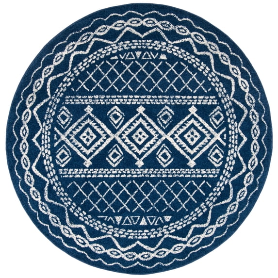 SAFAVIEH Tulum Ronald Oriental Area Rug, Navy/Ivory, 6'7" x 6'7" Round