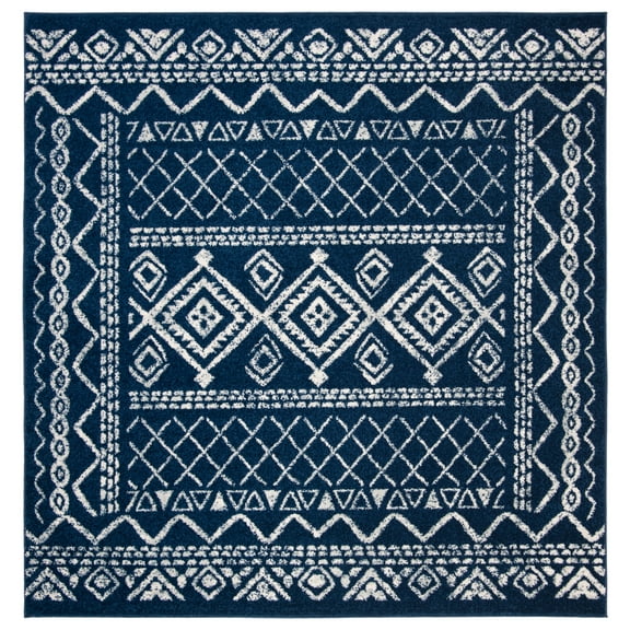 SAFAVIEH Tulum Ronald Oriental Area Rug, Navy/Ivory, 6'7" x 6'7" Square