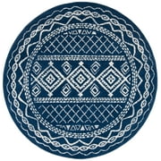 SAFAVIEH Tulum Ronald Oriental Area Rug, Navy/Ivory, 8' x 8' Round