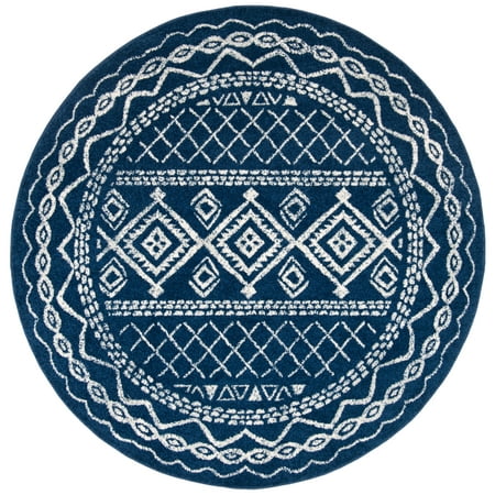 SAFAVIEH Tulum Ronald Oriental Area Rug, Navy/Ivory, 8' x 8' Round