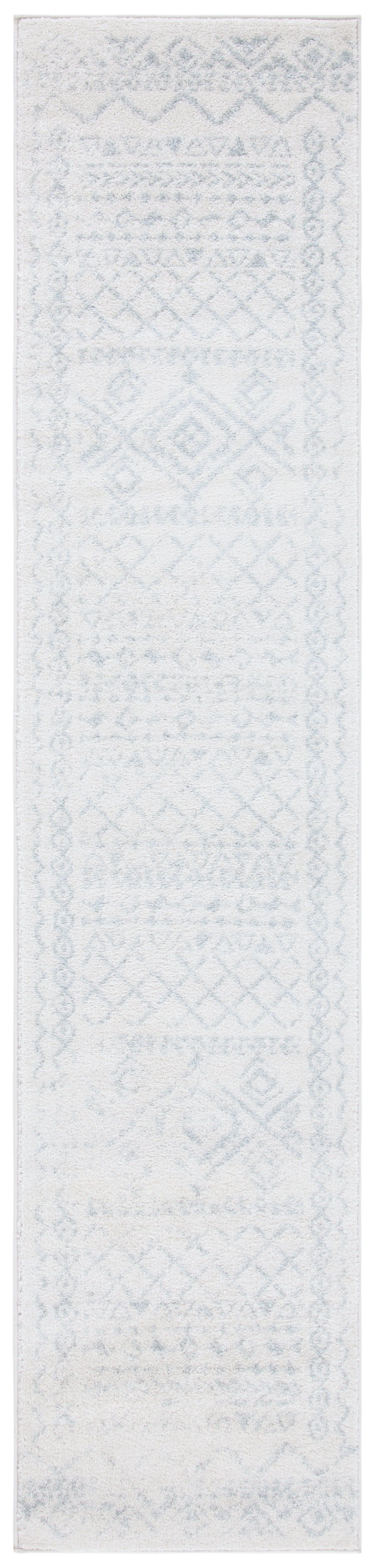Ivory and Light Grey Hand-Knotted Boho-Chic Synthetic Area Rug