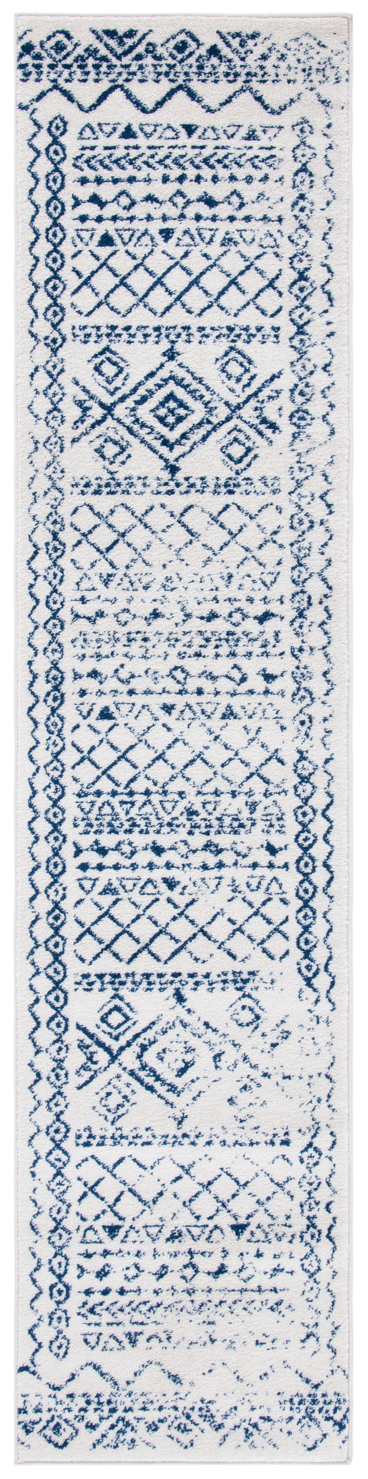Ron Raz Rug SAFAVIEH Tulum Ronald Oriental Runner Rug, Ivory/Navy, 2' x 13 ...