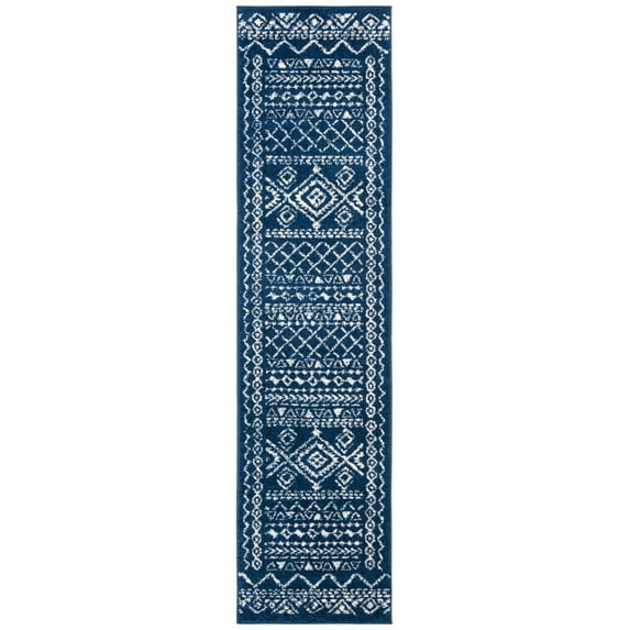 SAFAVIEH Tulum Ronald Oriental Runner Rug, Navy/Ivory, 2' x 15'