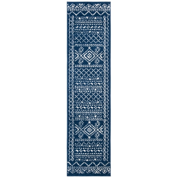 SAFAVIEH Tulum Ronald Oriental Runner Rug, Navy/Ivory, 2' x 9'