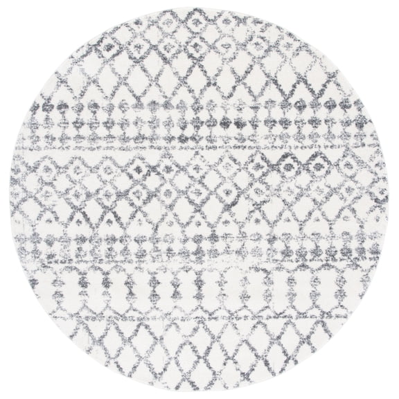 SAFAVIEH Tulum Selena Oriental Area Rug, Ivory/Grey, 6'7" x 6'7" Round