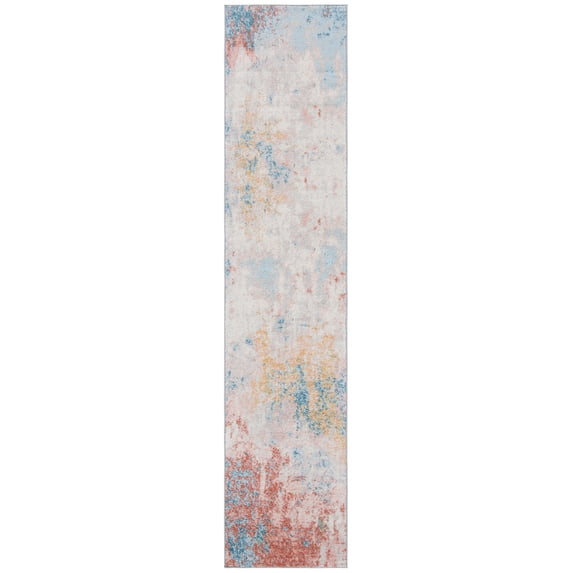 SAFAVIEH Tulum Takari Abstract Distressed Runner, Ivory/Pink, 2' x 15'