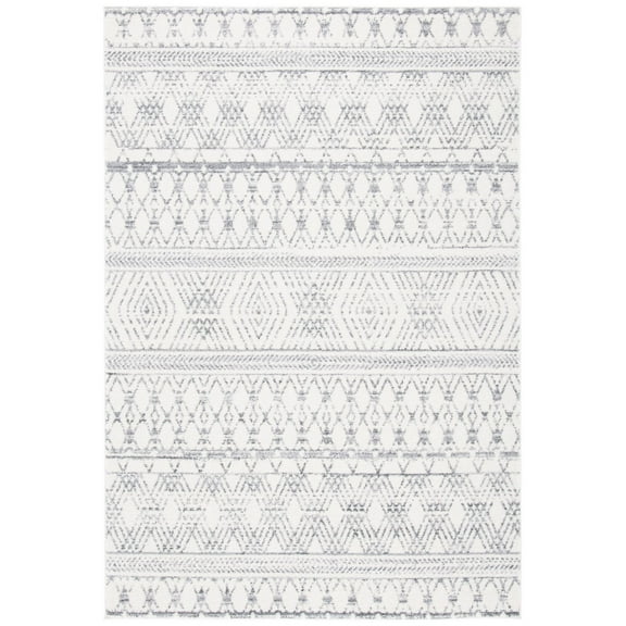 SAFAVIEH Tulum Taneka Distressed Geometric Area Rug, 6'7" x 8'7", Ivory/Grey