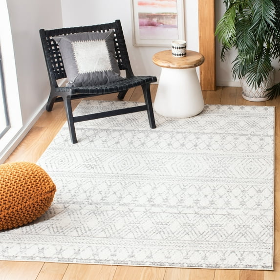 SAFAVIEH Tulum Taneka Distressed Geometric Area Rug, Ivory/Grey, 8' x 10'