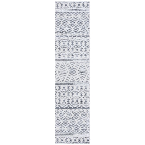 SAFAVIEH Tulum Taneka Distressed Geometric Runner, 2'2" x 9', Ivory/Grey