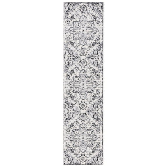 SAFAVIEH Tulum Tanzil Oriental Runner Rug, Ivory Grey/Light Grey, 2' x 8'