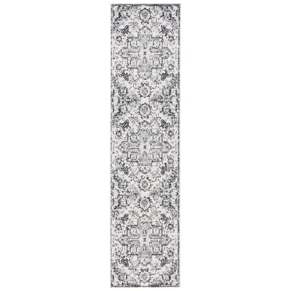 SAFAVIEH Tulum Tanzil Oriental Runner Rug, Ivory Grey/Light Grey, 2' x 8'