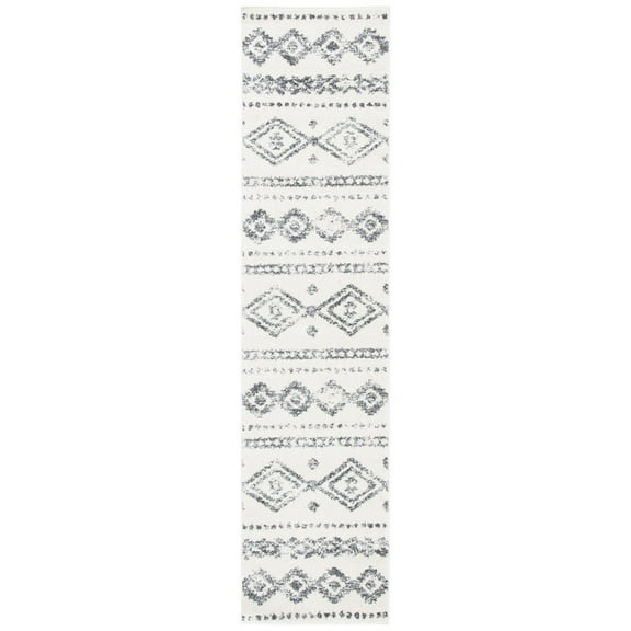 SAFAVIEH Tulum Tobias Distressed Geometric Runner, 2'2" x 9', Ivory/Grey