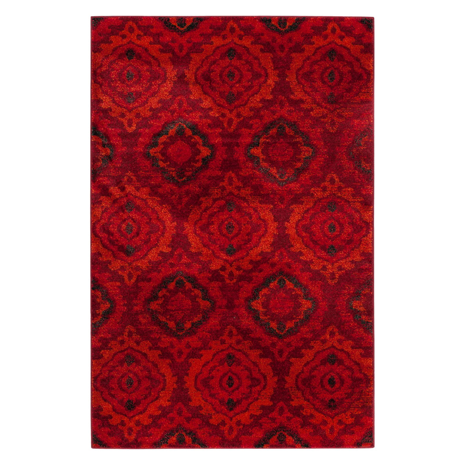 Tunisia Red and Orange Geometric Wool Area Rug