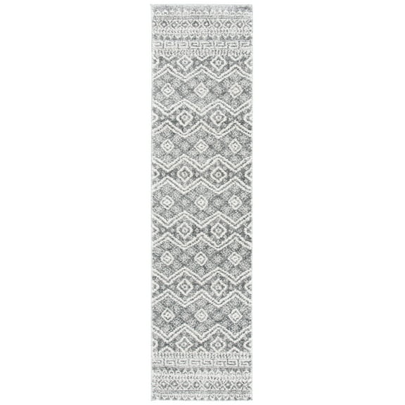 SAFAVIEH Tunisia Derren Geometric Runner Rug, Black/Ivory, 2' x 8'