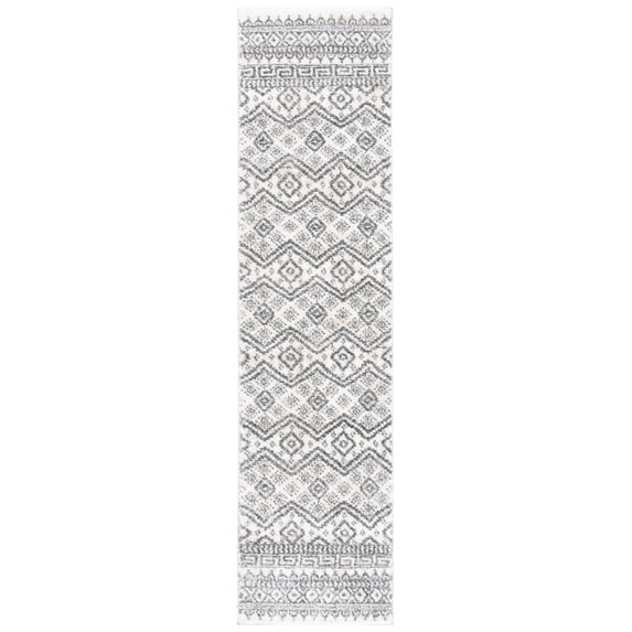SAFAVIEH Tunisia Derren Geometric Runner Rug, Ivory/Black, 2' x 8'