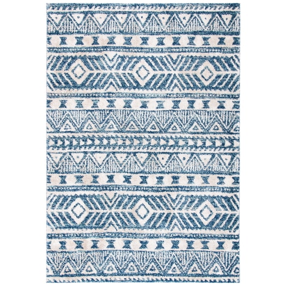 SAFAVIEH Tunisia Donald Geometric Area Rug, Navy/Ivory, 5'3" x 7'7"