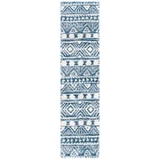 SAFAVIEH Tunisia Donald Geometric Runner Rug, Navy/Ivory, 2' x 8'