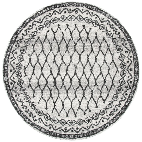 SAFAVIEH Tunisia Ermintrude Geometric Area Rug, Ivory/Black, 6'7" x 6'7" Round