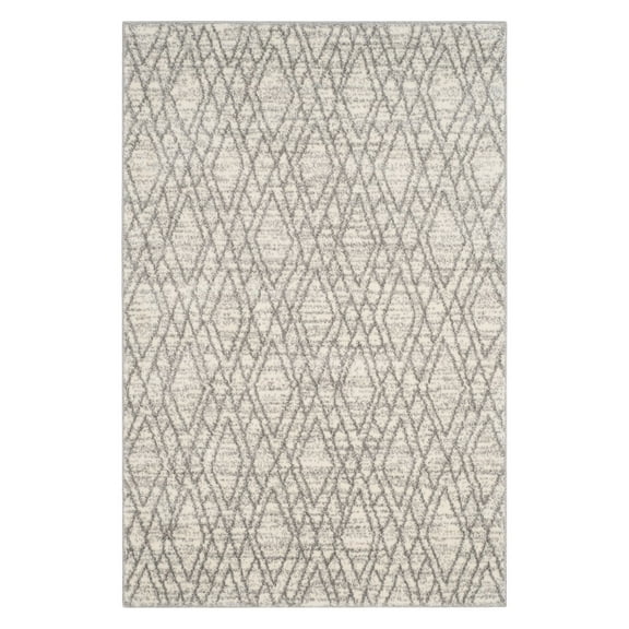 SAFAVIEH Tunisia Jayna Geometric Runner Rug, Ivory/Light Grey, 2'3" x 8'