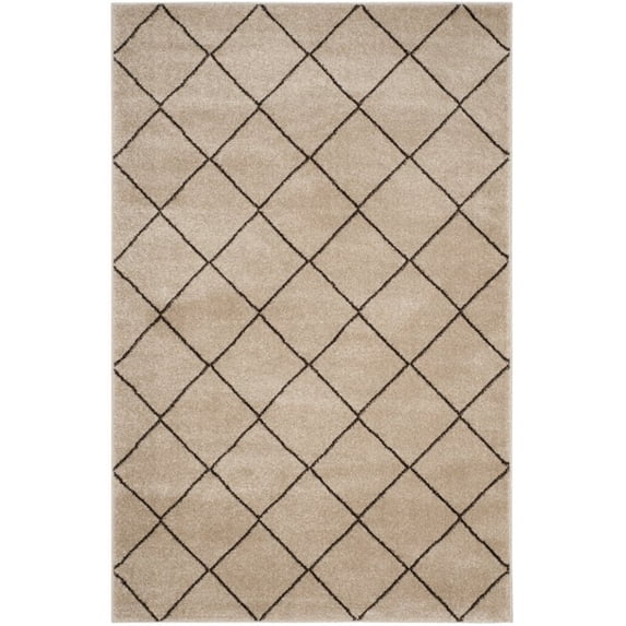 SAFAVIEH Tunisia Joyce Geometric Area Rug, Cream/Brown, 4' x 6'