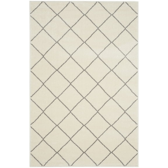 SAFAVIEH Tunisia Joyce Geometric Area Rug, Ivory/Light Grey, 3' x 5'