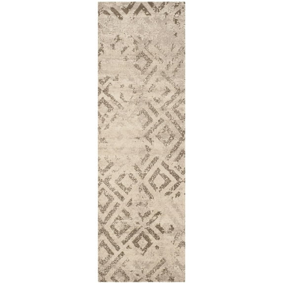 SAFAVIEH Tunisia Kisha Overdyed Geometric Runner Rug, Ivory, 2'6" x 8'
