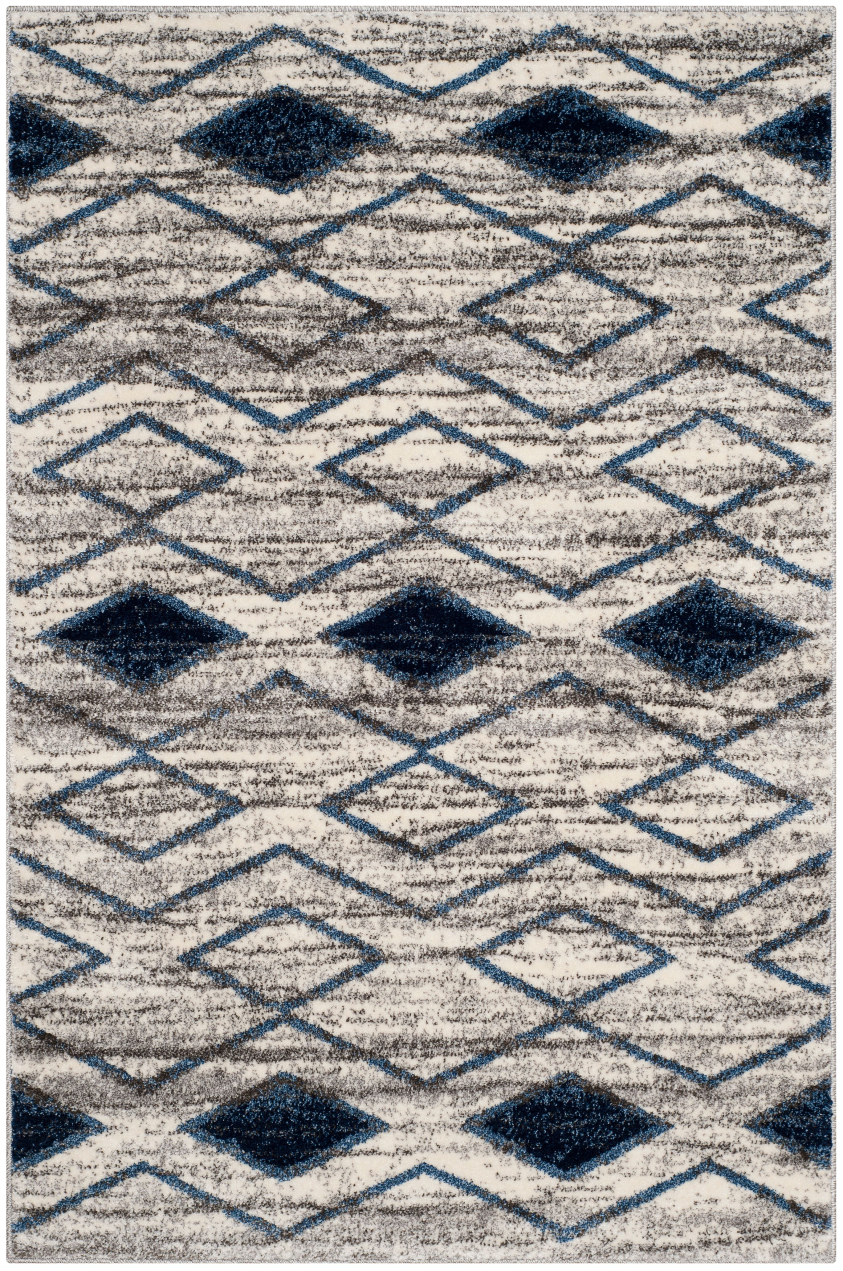 SAFAVIEH Tunisia Lydia Geometric Area Rug, Light Grey/Blue, 3' x 5'