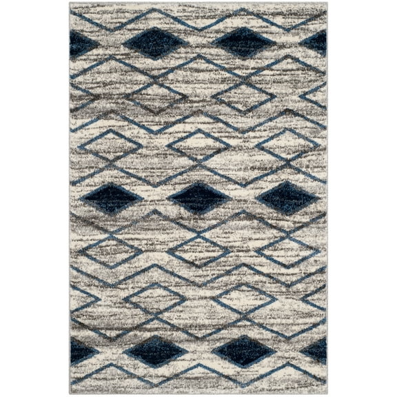 SAFAVIEH Tunisia Lydia Geometric Area Rug, Light Grey/Blue, 3' x 5'