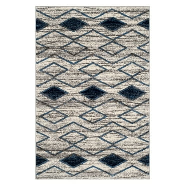 SAFAVIEH Tunisia Lydia Geometric Area Rug, Light Grey/Blue, 4' x 6'