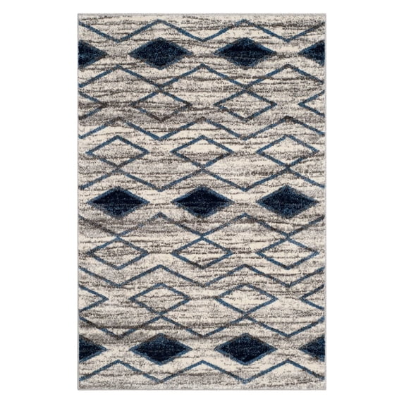 SAFAVIEH Tunisia Lydia Geometric Area Rug, Light Grey/Blue, 4' x 6'
