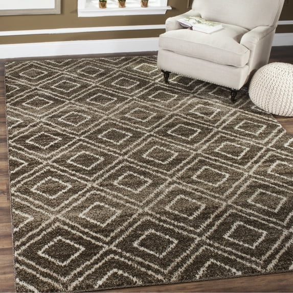 SAFAVIEH Tunisia Mandy Geometric Diamonds Area Rug, Brown/Cream, 3' x 5'