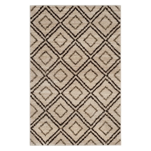 SAFAVIEH Tunisia Mandy Geometric Diamonds Area Rug, Cream/Brown, 4' x 6'