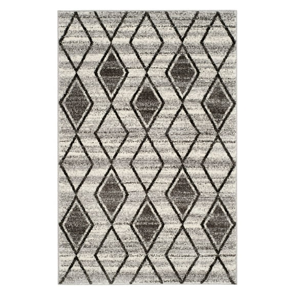 SAFAVIEH Tunisia Parker Geometric Runner Rug, Grey/Black, 2'3" x 8'