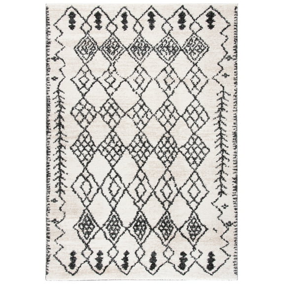 SAFAVIEH Tunisia Velasco Geometric Area Rug, Ivory/Black, 4' x 6'