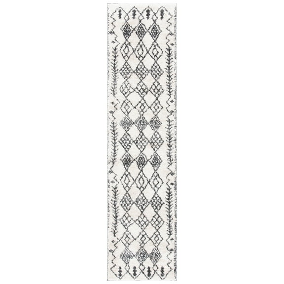 SAFAVIEH Tunisia Velasco Geometric Runner Rug, Ivory/Black, 2' x 8'