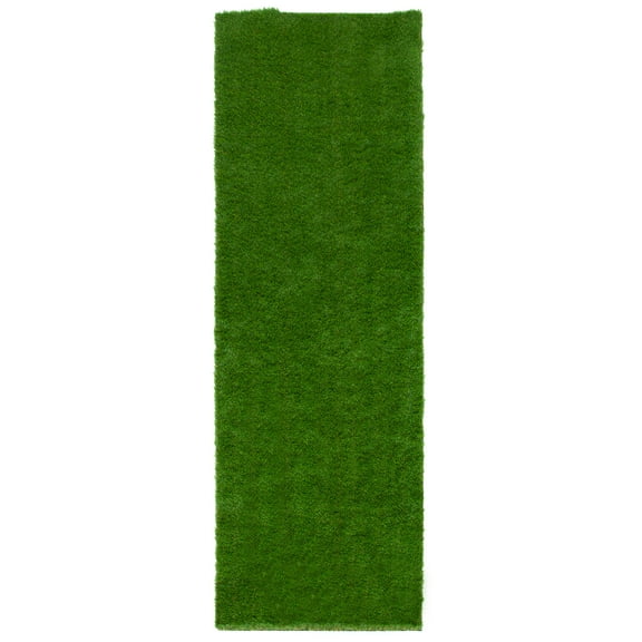 SAFAVIEH Turf Nicol Solid Indoor/Outdoor Runner Rug, Green, 3'3" x 10'