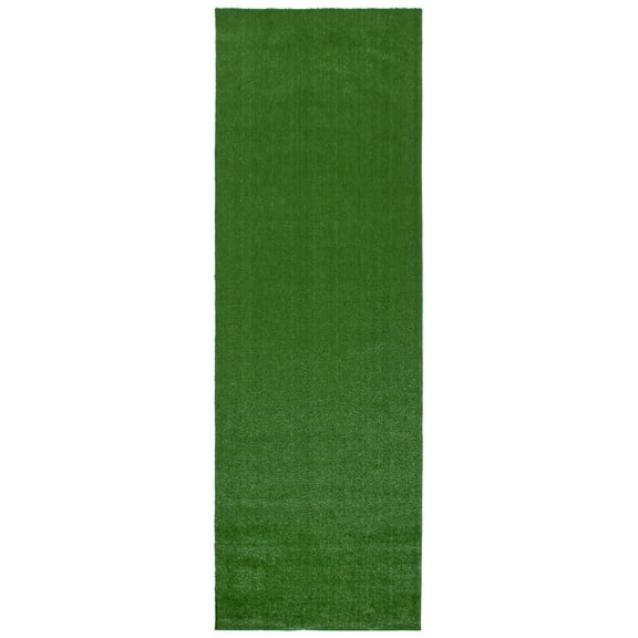 SAFAVIEH Turf Quinton Solid Indoor/Outdoor Runner Rug, Green, 3'3" x 10'