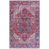 SAFAVIEH Tuscon Alondra Oriental Machine Washable Area Rug, Red/Navy, 8' x 10'